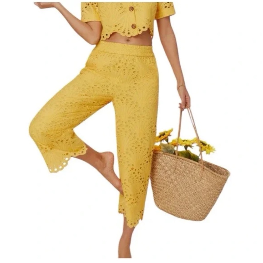 NWT-Andie Yellow Eyelet Cropped Pants
